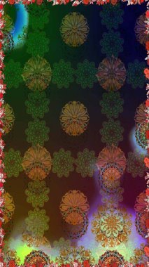 Raster deseni. Bahar çiçekleri dallı desen, kahverengi ve gri renkler çiçekli siluet.