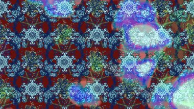 Hint süsü. Çizim kalıbı. Renkli süs kenarı. Raster illüstrasyonu. Mavi ve nötr renklerde. Çiçek duvar kağıdı.