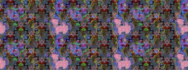 Çiçek desenli çizim. Raster illüstrasyonu. Asya tekstil tarzında. Tarafsız ve kahverengi renkte çiçekler. Raster illüstrasyonu.