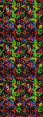 Siyah ve yeşil renklerde güzel bir tekstil. Suluboya çiçekli çiçek deseni. Raster illüstrasyonu.