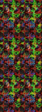 Siyah ve yeşil renklerde güzel bir tekstil. Suluboya çiçekli çiçek deseni. Raster illüstrasyonu.