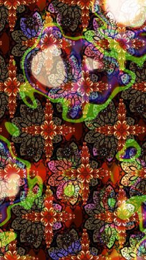 Çiçek desenli eskiz. Kahverengi ve siyah renkli çiçekler. Tişört baskısı için çiçek boyama rasteriName.