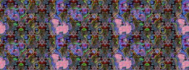 Çiçek desenli çizim. Raster illüstrasyonu. Asya tekstil tarzında. Tarafsız ve kahverengi renkte çiçekler. Raster illüstrasyonu.