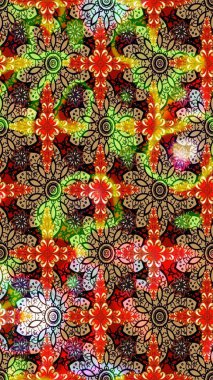 Ağaç dallı bahar çiçekleri ile desen, kırmızı ve siyah renkler ile çiçek silueti. Raster deseni.