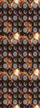 Soyut etnik raster çizim kalıbı. Arkaplan dokusu, duvar kağıdı, siyah ve kahverengi renkli çiçek teması. Kabile sanatı boho baskısı, klasik çiçek arkaplanı.