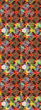 Soyut etnik raster çizim kalıbı. Çiçekler. Vadinin çiçekleri kırmızı ve siyah renklerde.