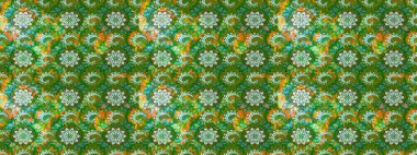 Küçük çiçekteki sevimli çiçek deseni. Yeşil ve nötr renklerde çiçekler. Raster illüstrasyonu.