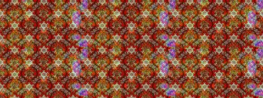 Çiçekler. Soyut etnik raster çizim kalıbı. Vadinin çiçekleri kahverengi ve kırmızı renklerde.