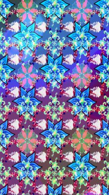 Mavi renkli çiçekler. Doodle tarzı. Renkli mavi çizim kalıbı. Elle çizilmiş sonbahar çiçeği deseni. Tekstil ve kapak tasarımı için mükemmel.