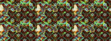 Şirin çiçekli eskiz deseni ve yeşil ve kahverengi renkli yapraklar, suluboya çiçek deseni, duvar kağıdı, kart ya da kumaş için fayanslı. Raster illüstrasyonu.