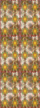 Güzel kumaş deseni. Raster illüstrasyonu. Çiçekler, dallar, bitkiler ve çiçekler. El çizimi.