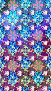 Mavi renkli çiçekler. Doodle tarzı. Renkli mavi çizim kalıbı. Elle çizilmiş sonbahar çiçeği deseni. Tekstil ve kapak tasarımı için mükemmel.