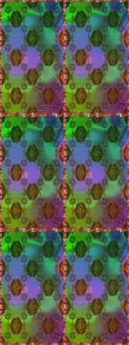 3 boyutlu çiçekler, pürüzsüz. Raster illüstrasyonu. Yeşil ve kahverengi renklerde.