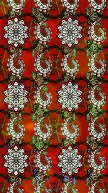 Sanat ilham verici ve kırmızı stil çiçekler ve arka plan bırakır. Raster deseni. Karalama çiçekleri çizim kalıbı. Kahverengi ve kırmızı el çizimi desen.