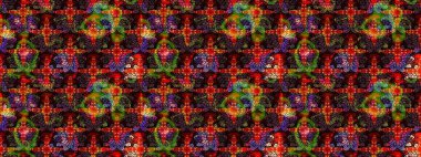 Raster illüstrasyonu. Suluboya tarzında kahverengi ve siyah renklerde. Küçük çiçekli bahar deseni çiz.