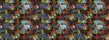 Kahverengi ve yeşil renklerde. Kahverengi ve yeşil renkte kahverengi ve yeşil papatya deseni. Raster illüstrasyonu.