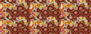 Renkli Bahar Teması eskiz kalıbı. Düz Çiçek Elementleri Tasarımı. Süslü kumaş deseni. Raster illüstrasyonunda çiçek deseni çizimi.