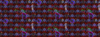 Sevimli çiçek raster deseni. Kahverengi ve kırmızı renkte çiçekler. Renkli Bahar Teması eskiz kalıbı. Düz Çiçek Elementleri Tasarımı.