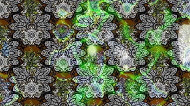 Eskiz geçmişi. Miles Fleur, süslü püslü bir süs. Tomurcukları papatya çiçekleri olan sevimli bir çiçek deseni. Eski usul. Raster illüstrasyonu. Kumaş, tekstil ve duvar kağıdı baskısı için..