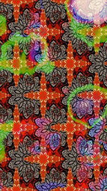 Güzel kumaş deseni. Renkli Yaz Temalı eskiz kalıbı. Güzel eskiz şekli. Düz Çiçek Elementleri Tasarımı. Raster çiçekli arka plan. Yazdır.