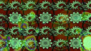 Çiçek buketleriyle klasik bir eskiz şekli. Yeşil ve kahverengi renklerde. Raster illüstrasyonu.