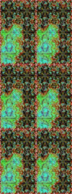 Doğu tarzı element. Çizgi sanatı tasarım şablonu için kusursuz sınır. Altın desenli çiçek dekoru. Davetiyeler, kartlar, web sayfası için Raster illüstrasyon. Yeşil renkte altın element.