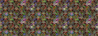 Çiçekli çiçek deseni, suluboya. Gri ve kahverengi renkli çiçekler. Renkli Bahar Teması eskiz kalıbı. Düz Çiçek Elementleri Tasarımı. Raster illüstrasyonu.