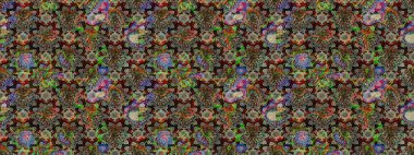 Çiçekli çiçek deseni, suluboya. Gri ve kahverengi renkli çiçekler. Renkli Bahar Teması eskiz kalıbı. Düz Çiçek Elementleri Tasarımı. Raster illüstrasyonu.