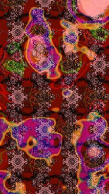 Çiçekli, yapraklı, çiçek desenli eskiz. El çizimi. Raster illüstrasyonu.