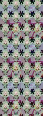 Raster çiçek desenli çiçek deseni, yapraklar, dekoratif elementler, sıçrama, lekeler, el çizimi kontur çizgileri ve Doodle çizim stili, grafik raster çizim çizimi.