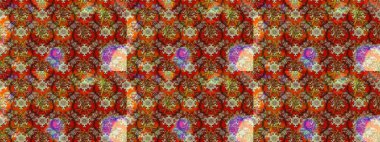 Kahverengi ve kırmızı renklerde Asya tekstili. Çiçek desenli çizim. Raster illüstrasyonu.