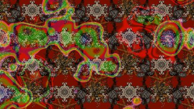 Raster illüstrasyonu. Soyut çiçek çizim kalıbı arka planı. Küçük çiçekteki sevimli çiçek deseni. Raster deseni. Kahverengi ve kırmızı renklerde.