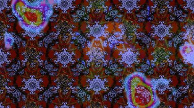 Parmak izi, kumaş, duvar kâğıdı, tekstil için raster dokusu. Nakış desenli çiçek deseni. Renkli grunge soyut arkaplanı colokahverengi ve menekşe çiçekleri ile zenginleştirir.