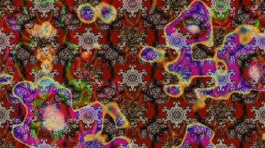 Kahverengi ve kırmızı renkte çiçekler. Renkli Yaz Temalı eskiz kalıbı. Sevimli çiçek raster deseni. Düz Çiçek Elementleri Tasarımı.