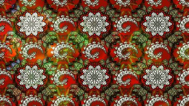 Kahverengi ve kırmızı renklerde. Kahverengi ve kırmızı renkte kahverengi ve kırmızı papatya deseni. Raster illüstrasyonu.