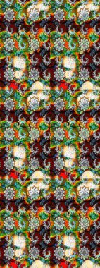 Sevimli çiçek raster deseni. Düz Çiçek Elementleri Tasarımı. Renkli Yaz Temalı eskiz kalıbı. Yeşil ve nötr renkte çiçekler.