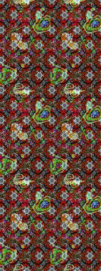 Raster illüstrasyonu. Raster illüstrasyonu. Kahverengi ve kırmızı renkte çiçekler. Asya tekstil tarzında. Çiçek desenini çiz.