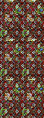 Raster illüstrasyonu. Raster illüstrasyonu. Kahverengi ve kırmızı renkte çiçekler. Asya tekstil tarzında. Çiçek desenini çiz.