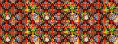 Kırmızı ve siyah renkte çiçekler. Renkli Bahar Teması eskiz kalıbı. Raster illüstrasyonu. Düz Çiçek Elementleri Tasarımı. Çiçekli çiçek deseni, suluboya..