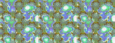 Raster güzel bir çiçek deseni çizmiş. Bahar mevsimi. Tatil havası. Nazik romantik baskı. Yeşil ve mavi renkte çiçekler.