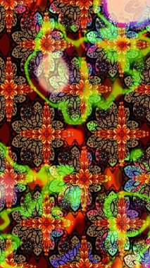 Raster illüstrasyonu. Çiçekli güzel suluboya desen. Siyah ve kahverengi renklerde.