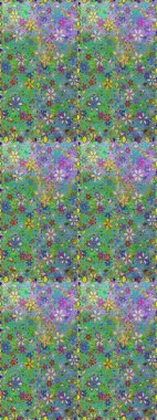 Düz Çiçek Elementleri Tasarımı. Sevimli çiçek raster deseni. Kusursuz Renksiz Bahar Temalı Kusursuz Arkaplan. Yeşil ve mavi renkte çiçekler.