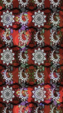 Çiçekli çiçek deseni, suluboya. Süslü kumaş deseni. Raster deseni.