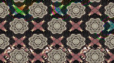 Raster Illustrasyon 'daki Çiçek Deseni' nin son moda çizimi. Düz Çiçek Elementleri Tasarımı. Renkli Yaz Temalı eskiz kalıbı. Güzel kumaş deseni.