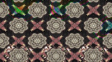 Raster Illustrasyon 'daki Çiçek Deseni' nin son moda çizimi. Düz Çiçek Elementleri Tasarımı. Renkli Yaz Temalı eskiz kalıbı. Güzel kumaş deseni.