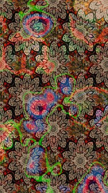 Hediye ambalaj kağıdı, tebrik kartları, posterler ve pankart tasarımı. Raster düz çiçek çizim deseni. Bej ve kahverengi renkte çiçekler.