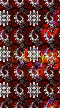 Çiçek desenli eskiz. Düz Çiçek Elementleri Tasarım Raster illüstrasyonu. Renkli Bahar Teması eskiz kalıbı. Kahverengi ve siyah renkte çiçekler.