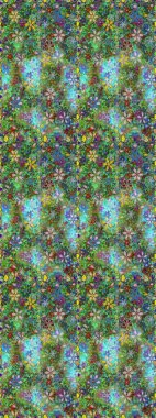 Yeşil renkli çiçekler. Çiçek deseni. Şatafatlı bahar bahçesi dokusu. Raster illüstrasyonu. Çiçekler yeşil renklerde pürüzsüz.