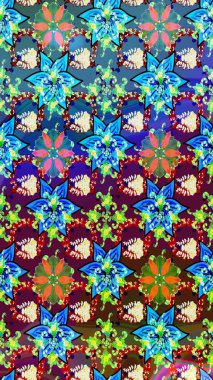 Renkli Bahar Teması eskiz kalıbı. Düz Çiçek Elementleri Tasarımı. Raster illüstrasyonundaki çiçek desenli çizim. Mavi renkte çiçekler.