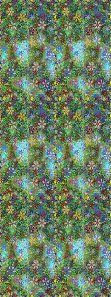 Yeşil renkli çiçekler. Çiçek deseni. Şatafatlı bahar bahçesi dokusu. Raster illüstrasyonu. Çiçekler yeşil renklerde pürüzsüz.